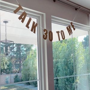 Talk 30 to me gold birthday banner